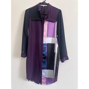 Rachel Roy Color Block Button Up Long Sleeve Dress Size Small